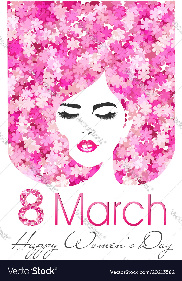 8 Of March Women S Day Poster With Woman Vector Stock Illustration