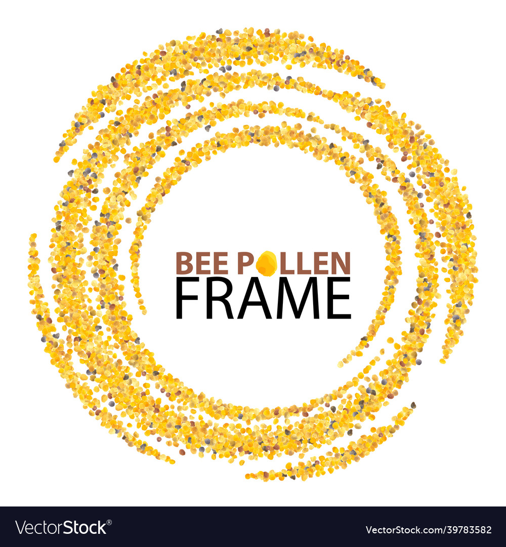 Bee pollen round frame perga border yellow