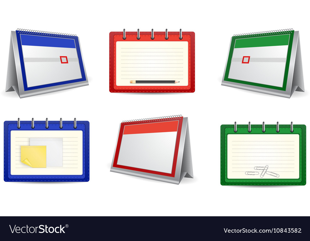 Calendars and organizers in various colors Vector Image