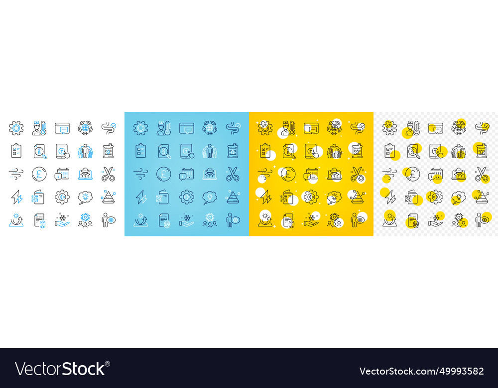 Icons set of pound money cogwheel