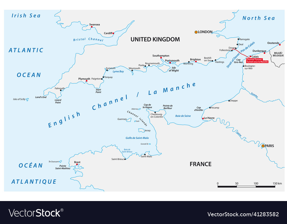 Map of the english channel between united kingdom Vector Image