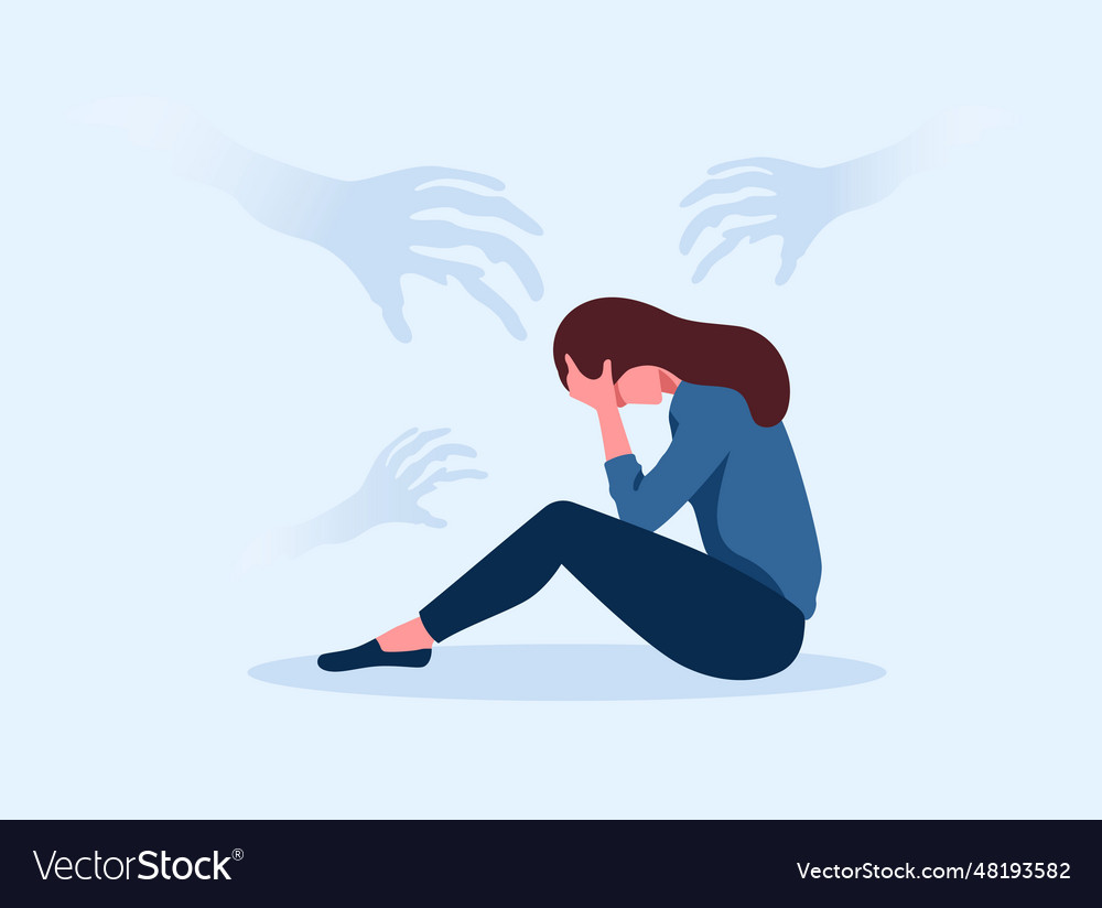 Sad woman in depression Royalty Free Vector Image