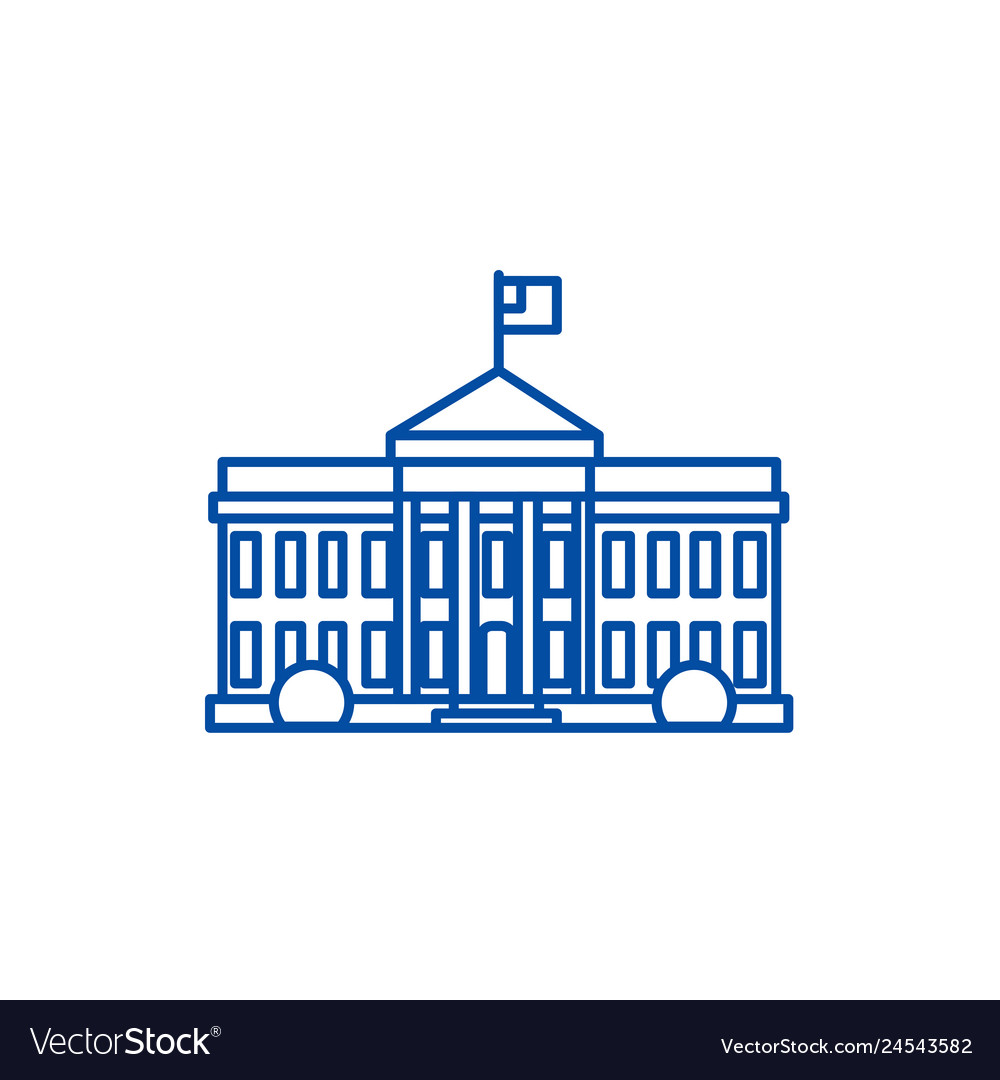 White house in usa line icon concept