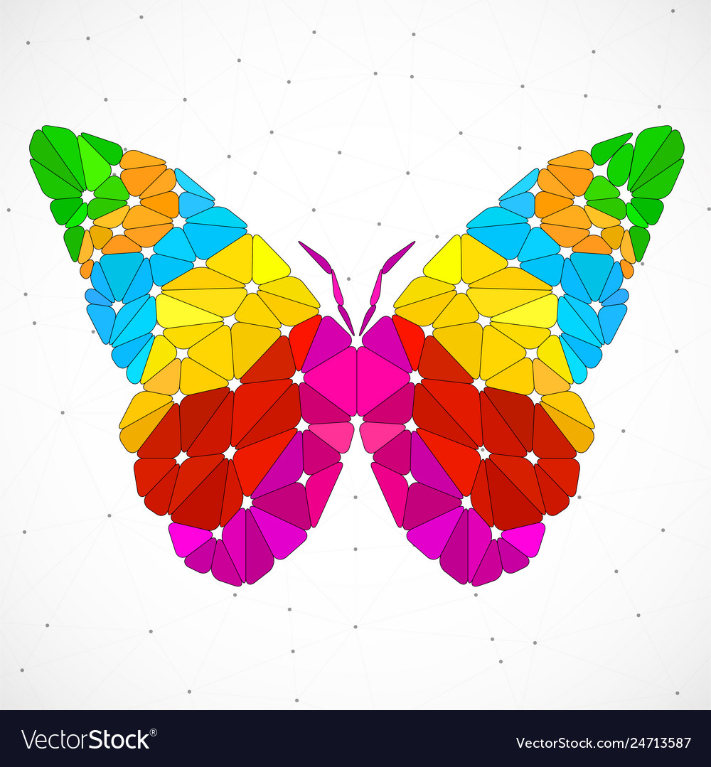 Abstract butterfly of colorful triangles