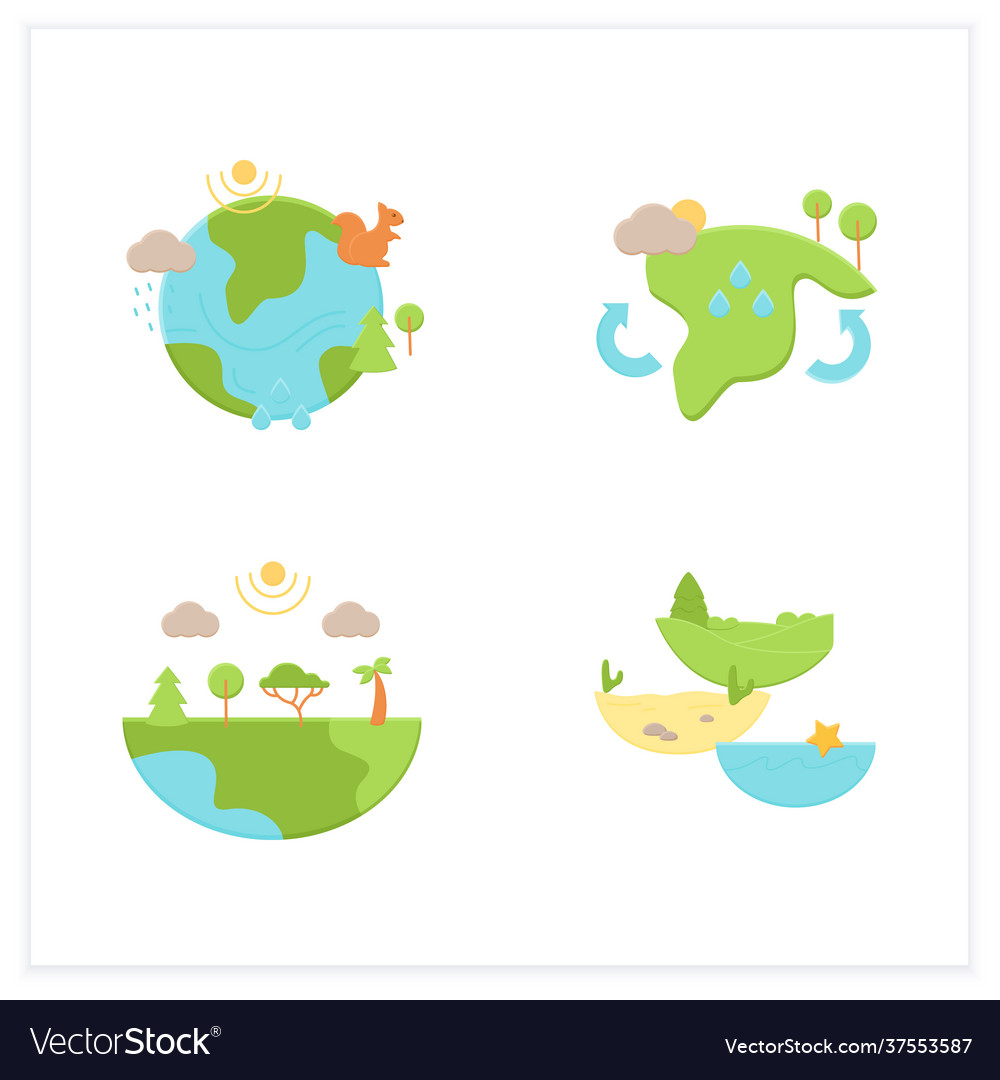 Biodiversity flat icons set