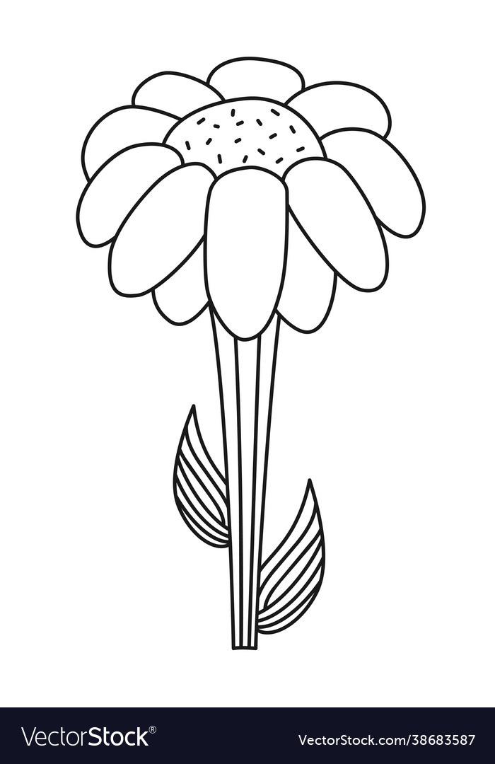 Black and white coloring book page with flower Vector Image