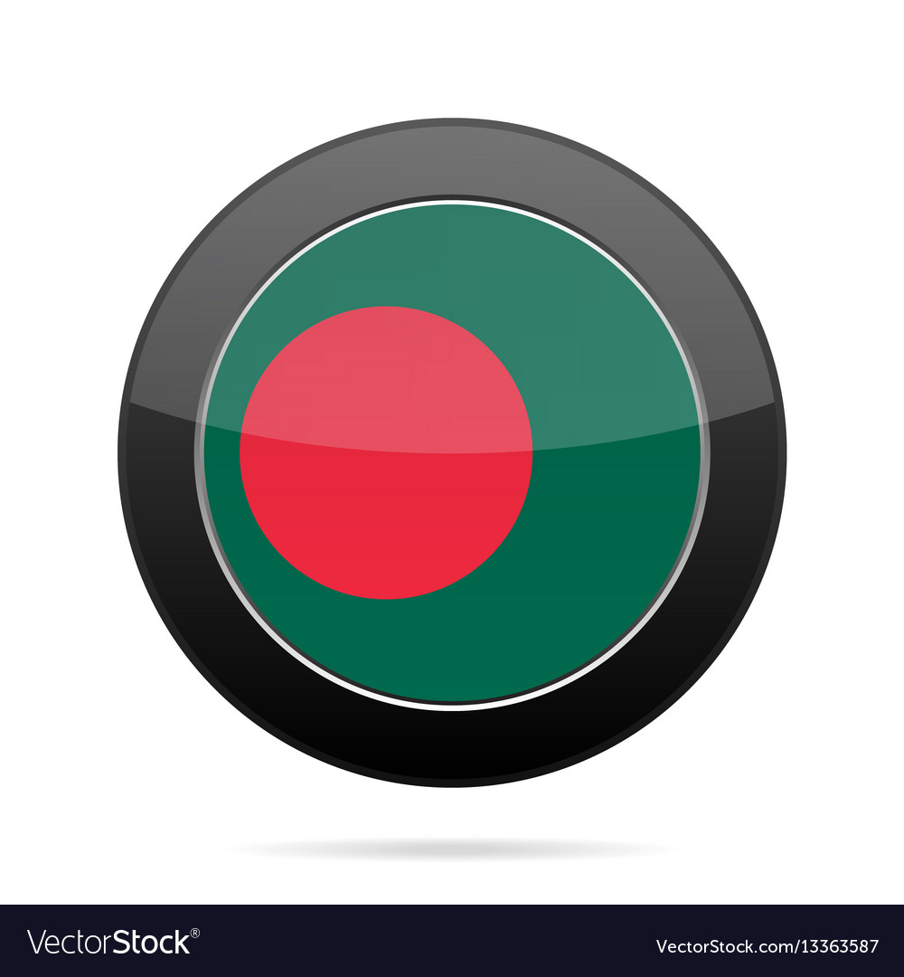 Flag of bangladesh shiny black round button