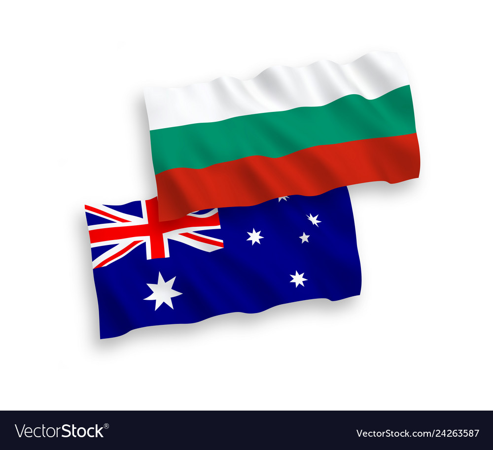 Flags of bulgaria and australia on a white