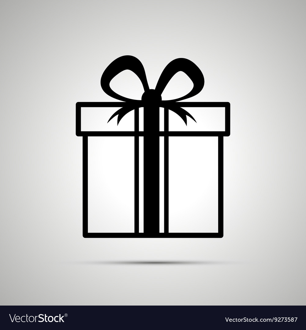 Gift simple black icon with shadow