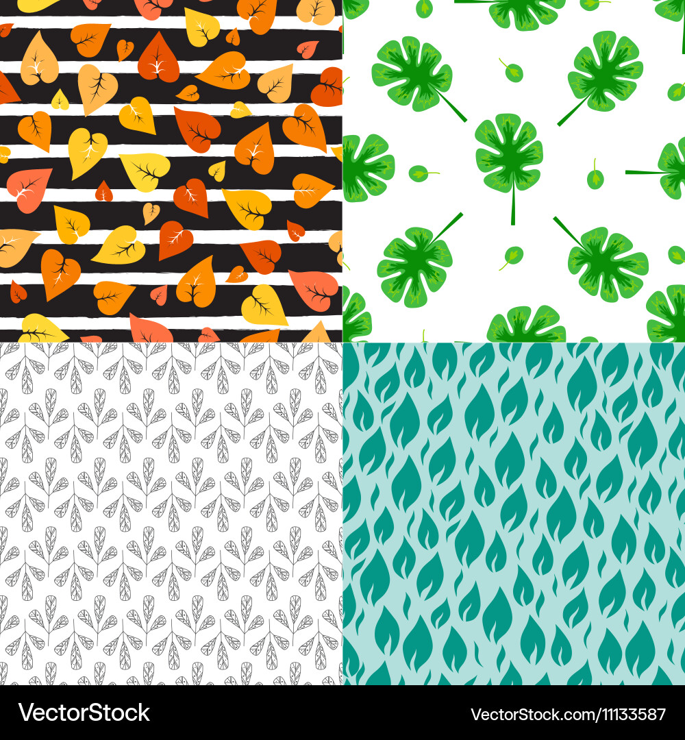 Leaves seamless pattern set Royalty Free Vector Image