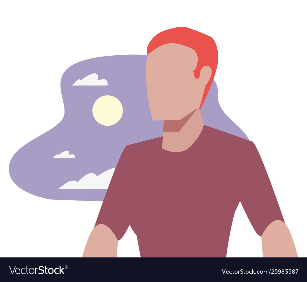 Man character night moon background Royalty Free Vector