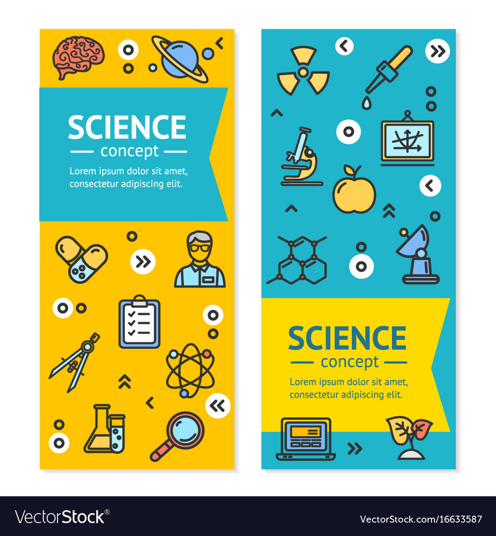 science research vertical banners posters vector image science research posters