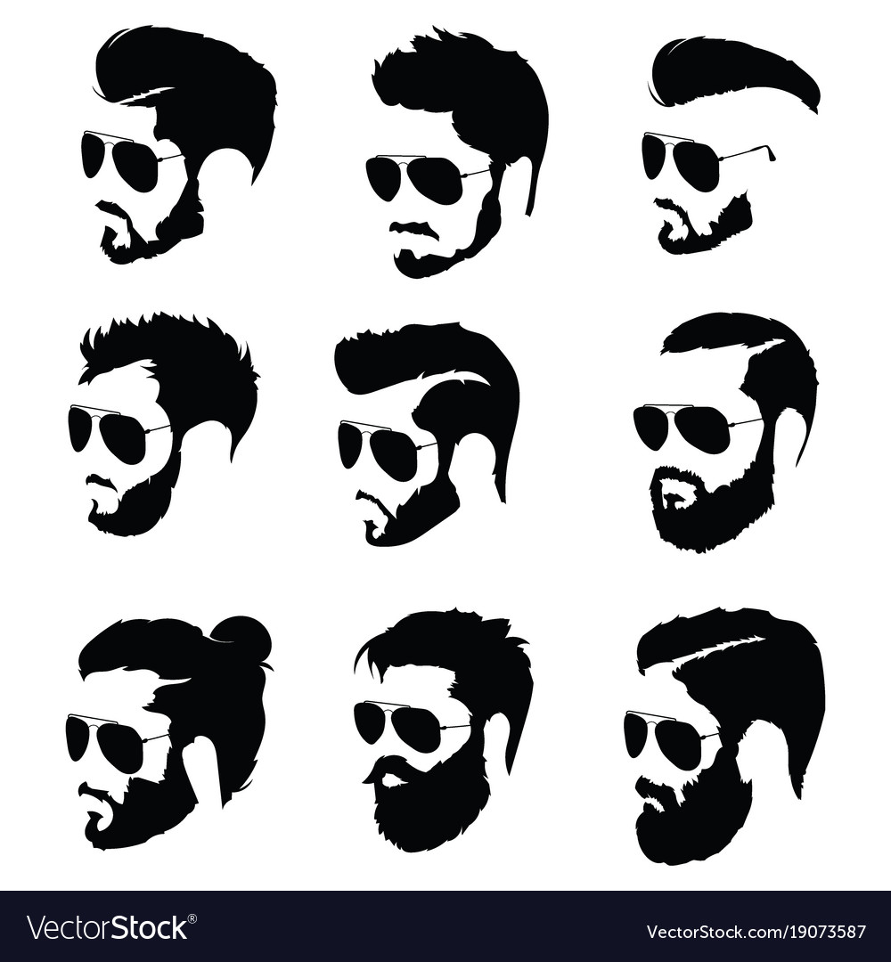 Set Of Hairstyles For Men In Glasses Collection Vector Image