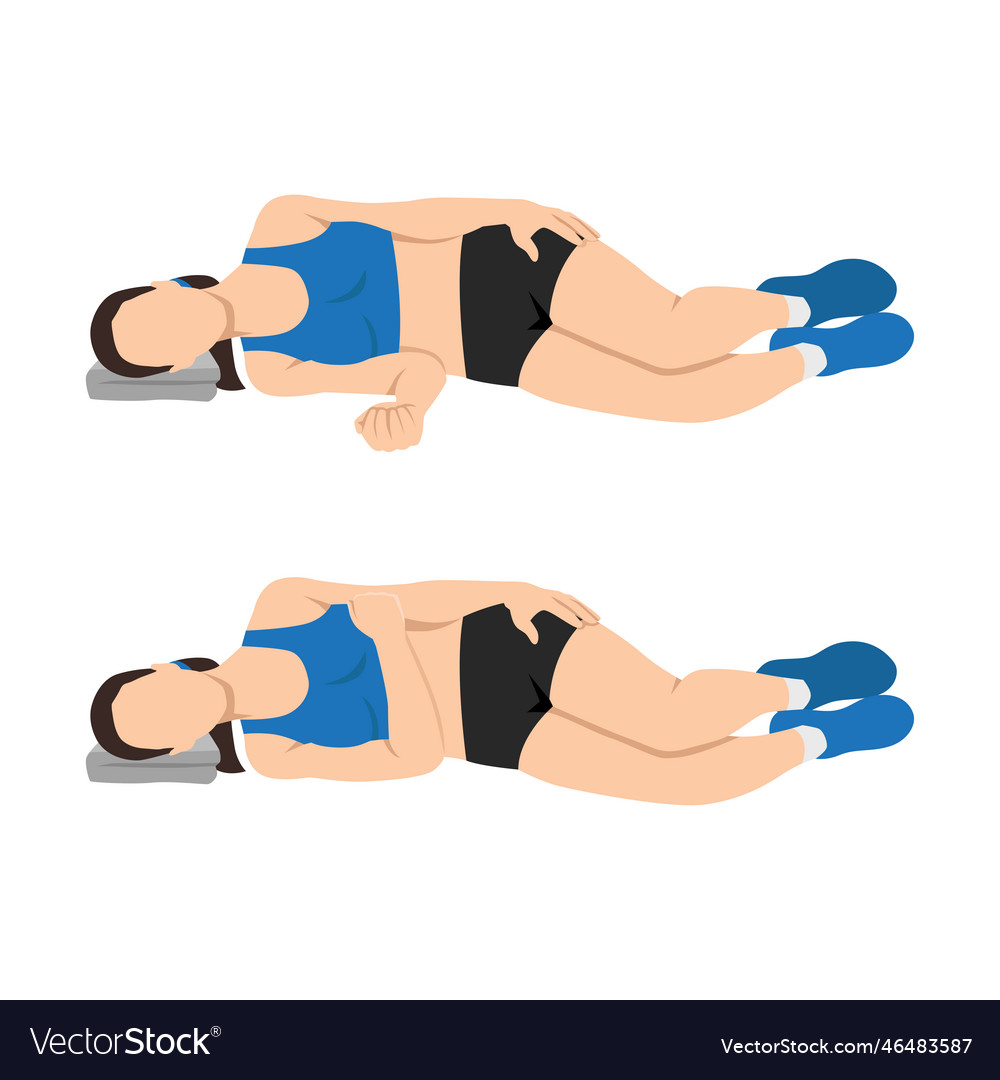 Woman doing laying internal shoulder rotation Vector Image