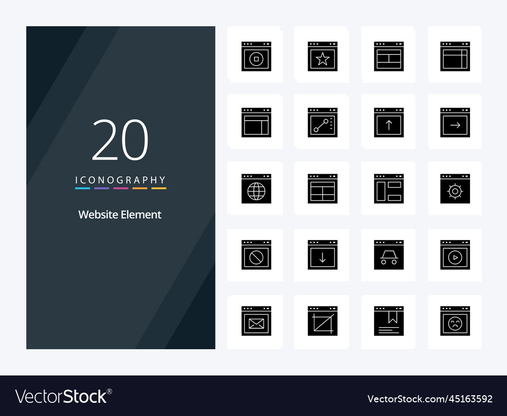 20 website element solid glyph icon