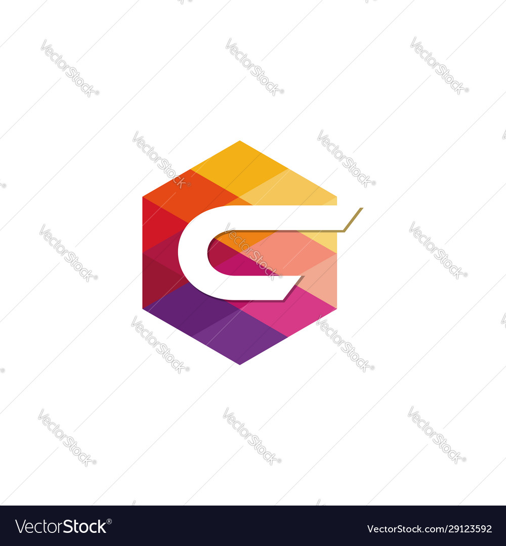 Abstract c cube hexagon logo design