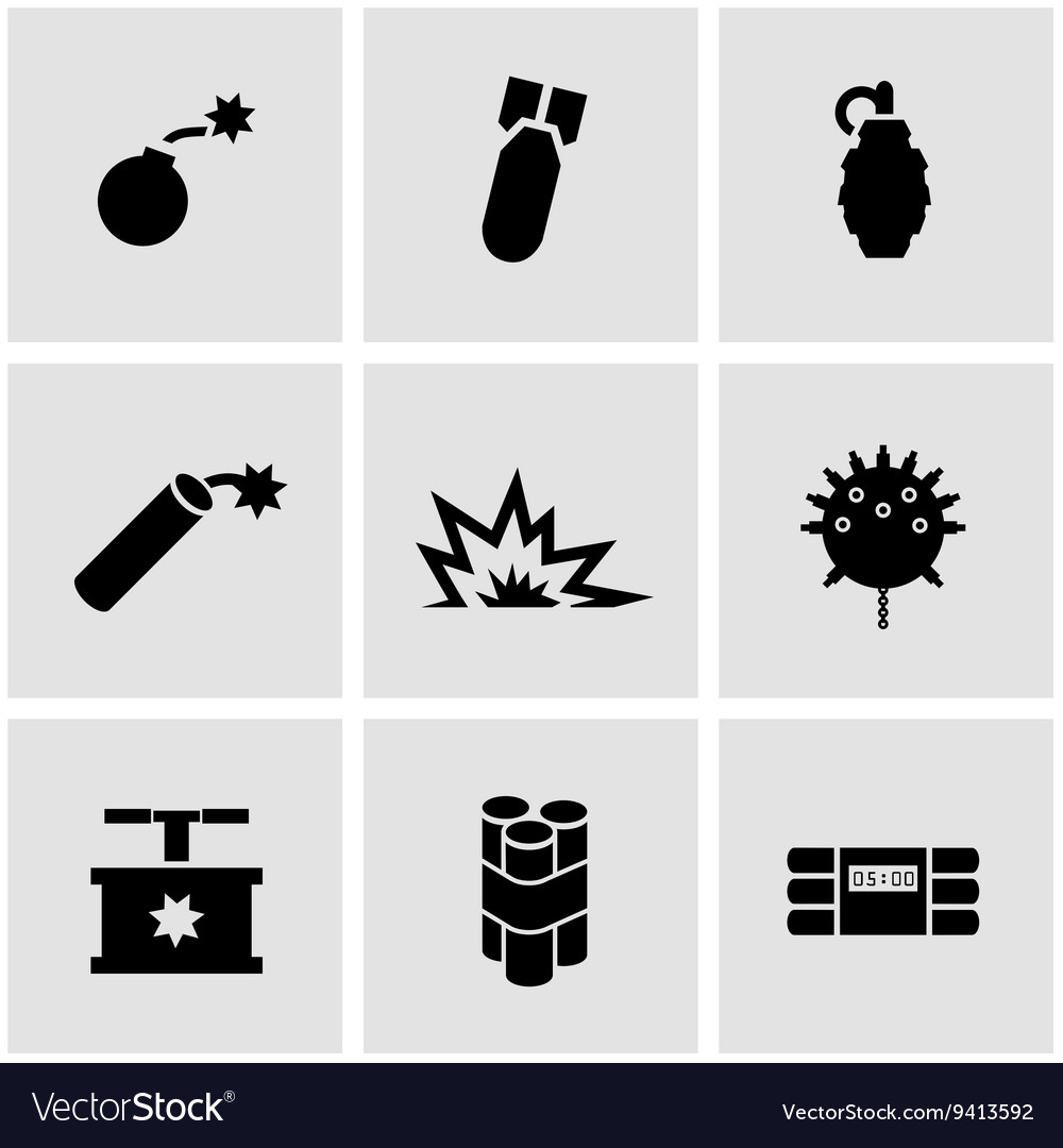 Black bomb icon set Royalty Free Vector Image - VectorStock