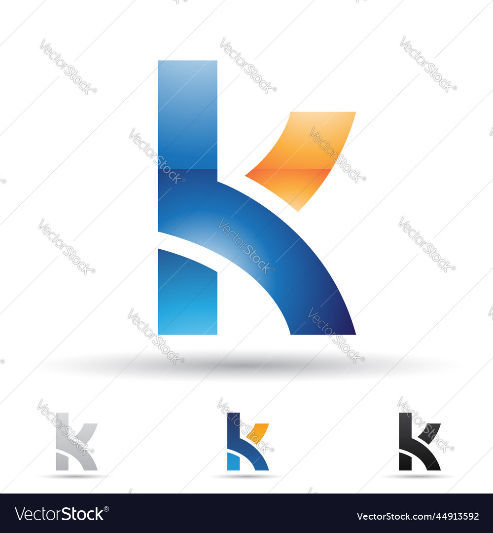 Blau und orange abstrakt glänzende Logo-Ikone