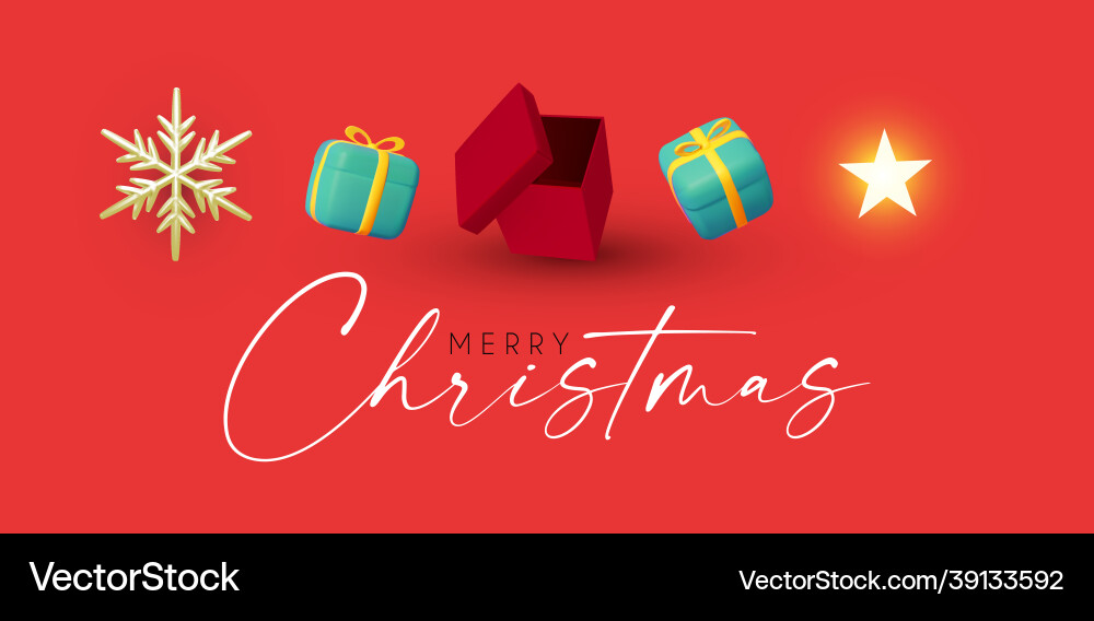 Christmas 3d elements set gift boxes snowflake Vector Image
