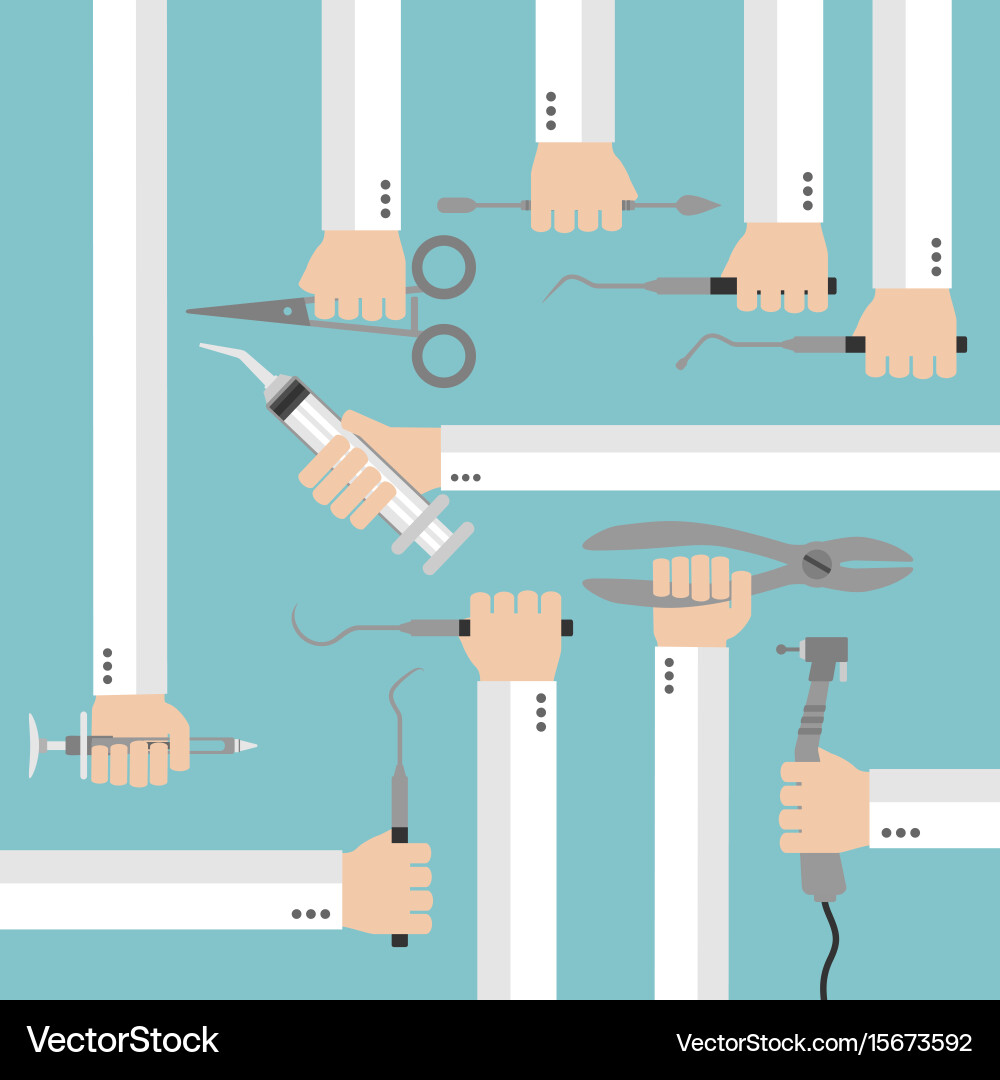 Flat dental instruments set design concept Vector Image