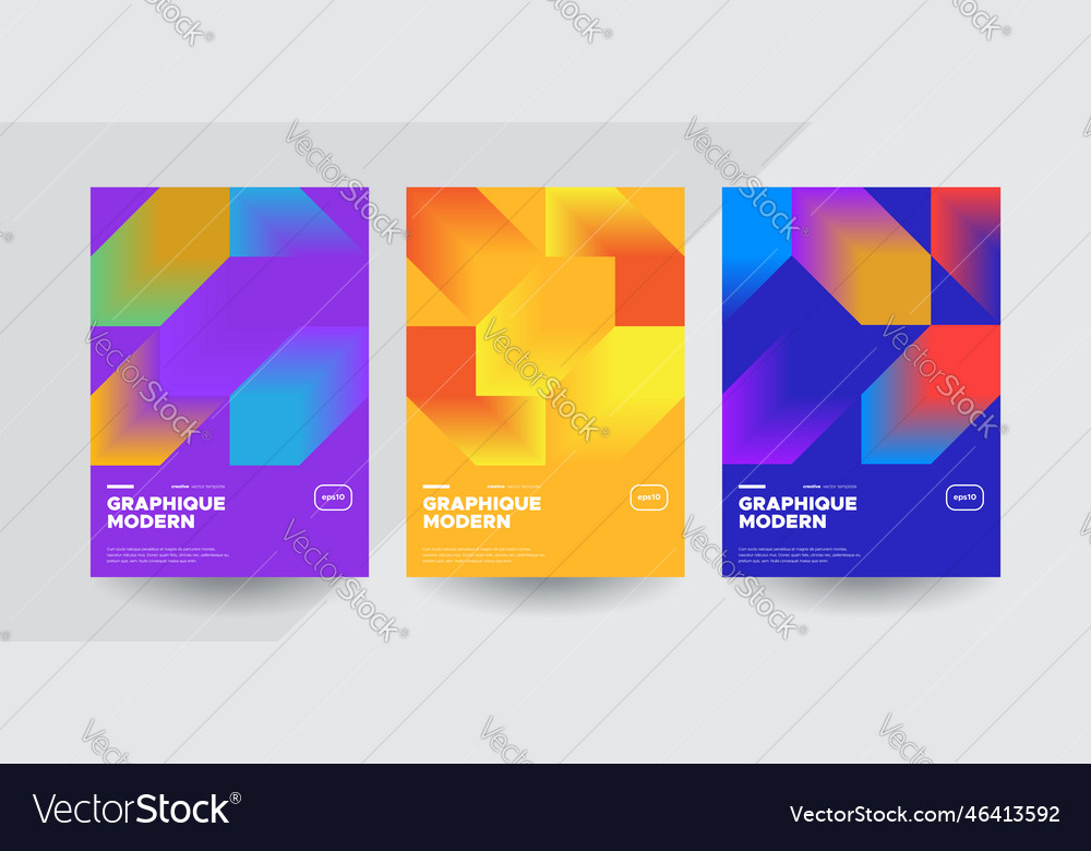 Futuristic brochure covers with gradient shapes