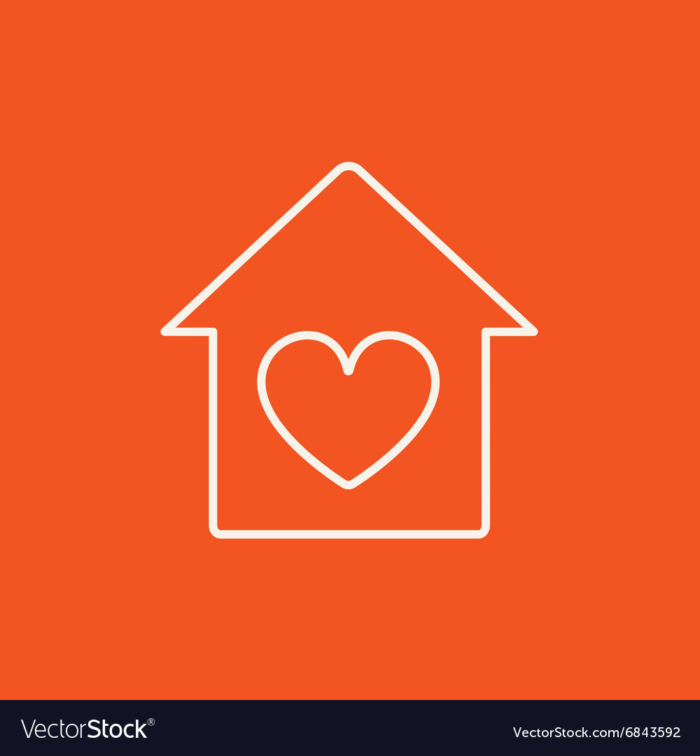 House with heart symbol line icon