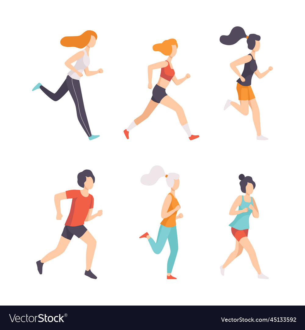 People running and jogging doing sport Royalty Free Vector