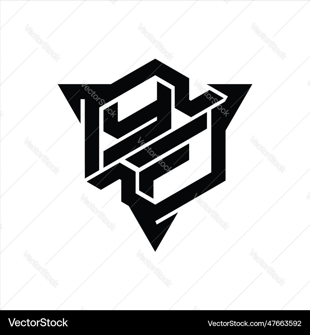 Yf logo monogram hexagon shape with triangle Vector Image
