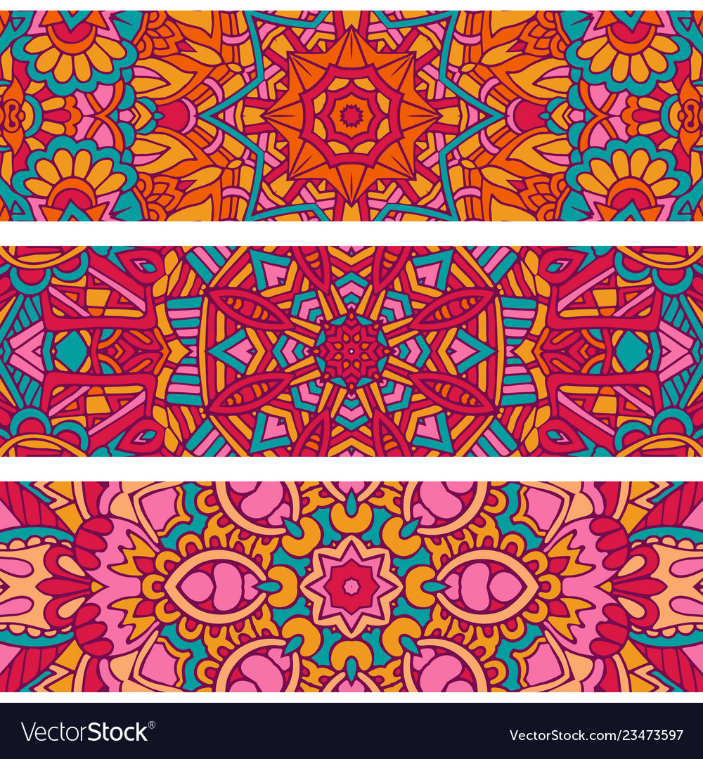 Bohemia fantasy abstract banner set Royalty Free Vector