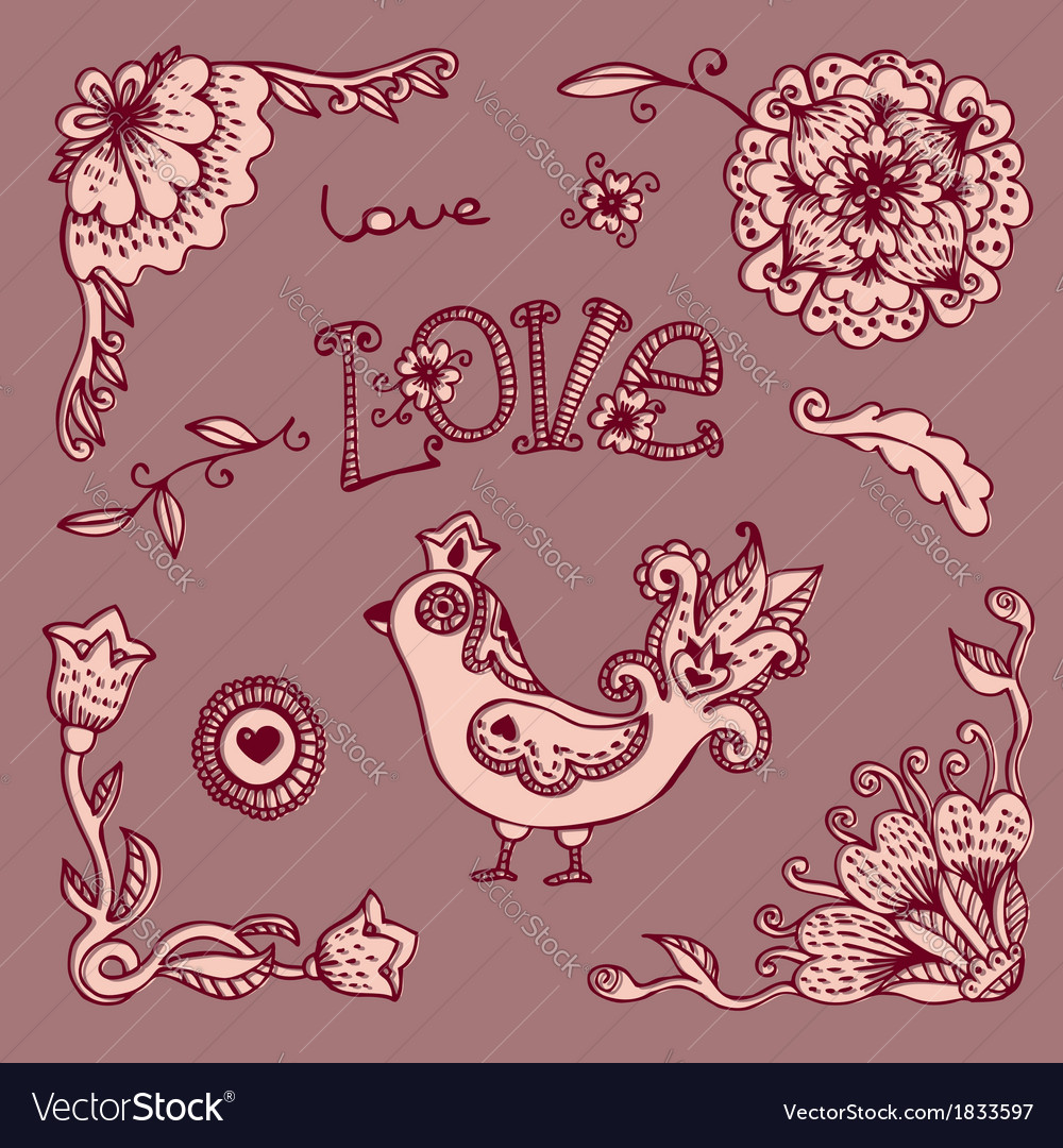 Flowers and bird Royalty Free Vector Image - VectorStock