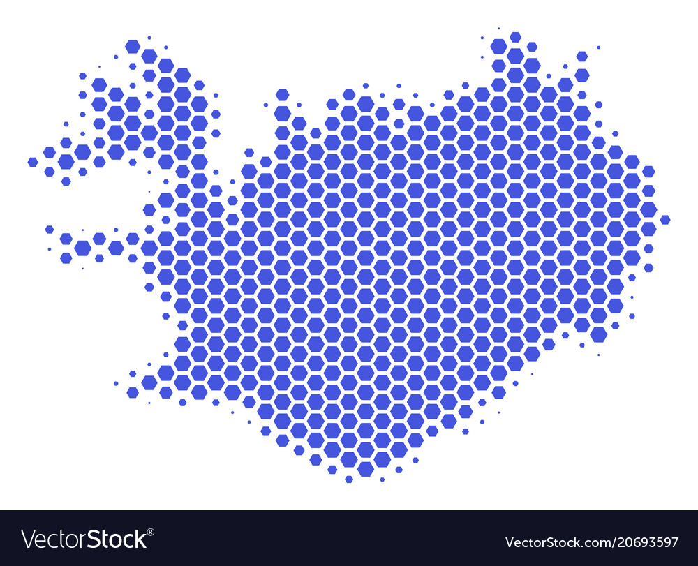 Hexagon halftone iceland map