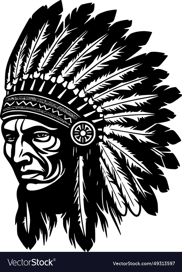 Indian chief - black and white isolated icon Vector Image