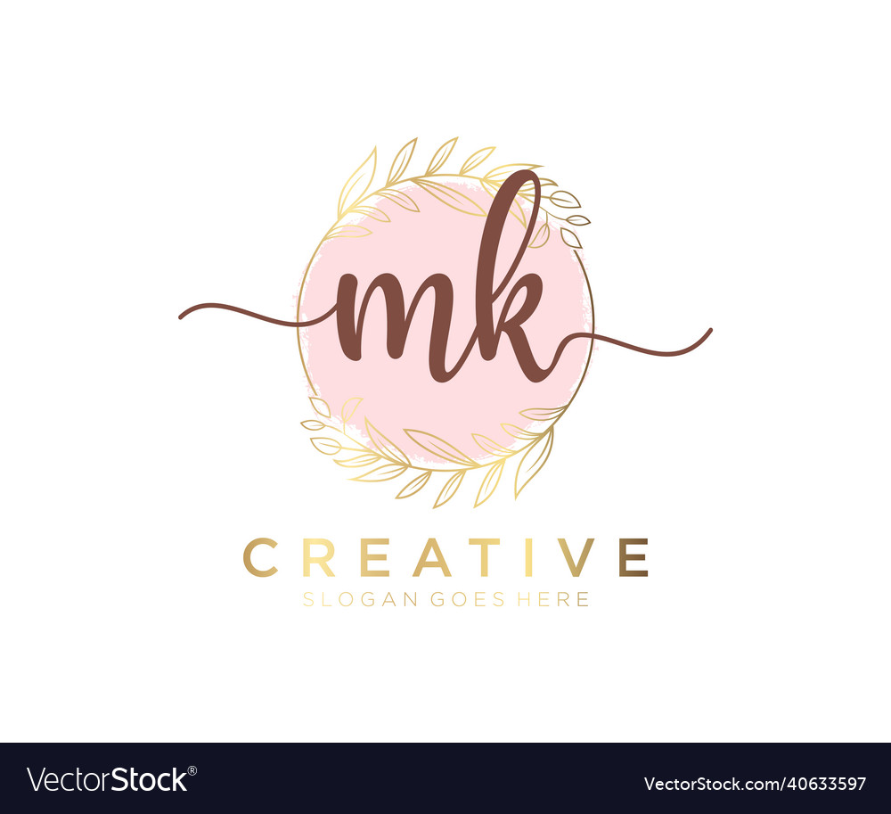 Initial mk feminine logo usable for nature salon Vector Image