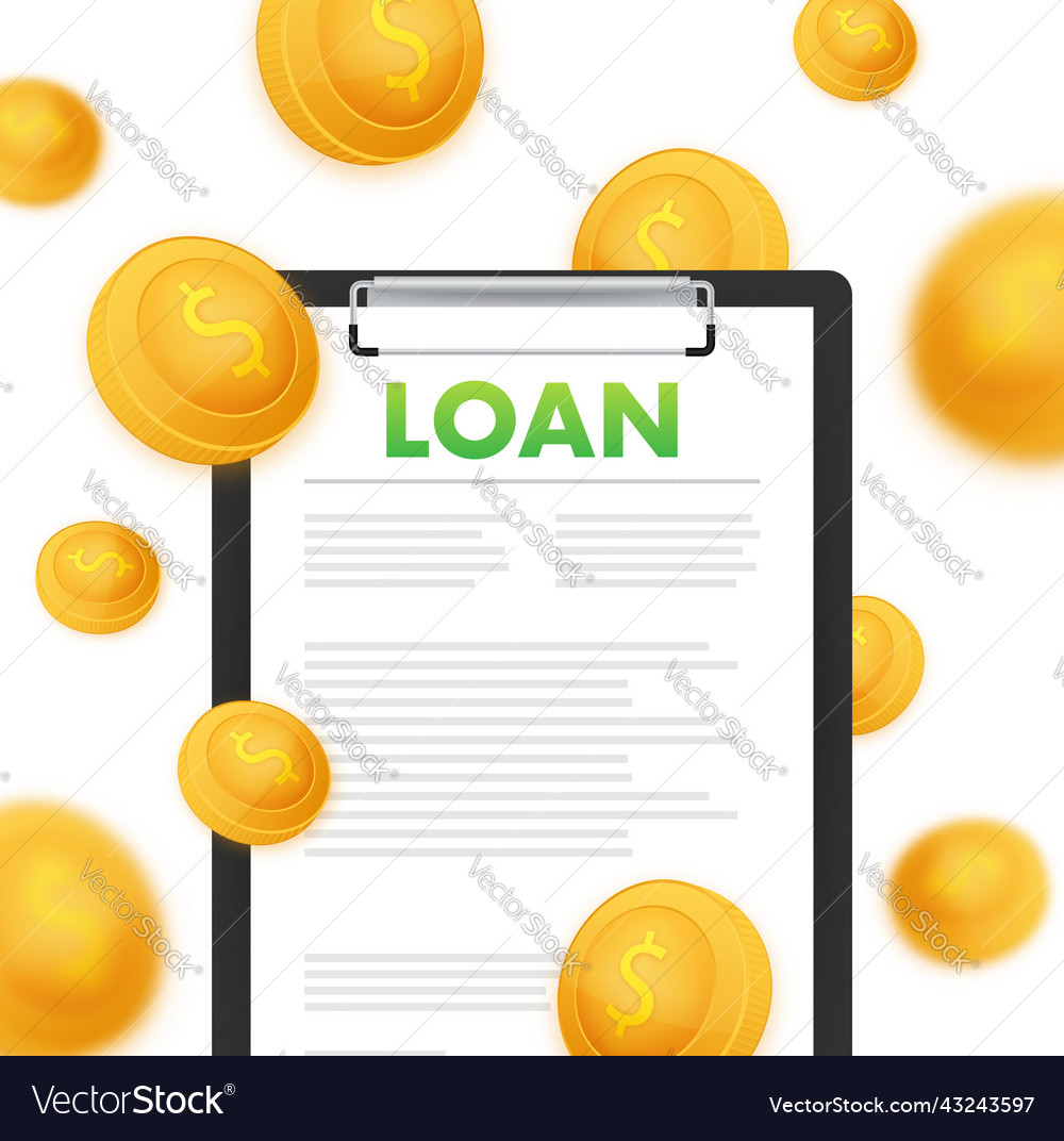 Loan agreement borrow money bank credit Royalty Free Vector