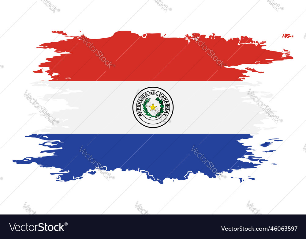 Paraguay flag grunge brush color image Royalty Free Vector