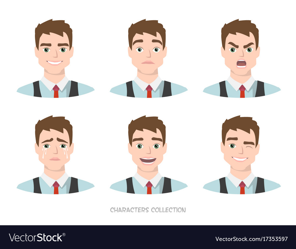 Set of emotions for business man Royalty Free Vector Image