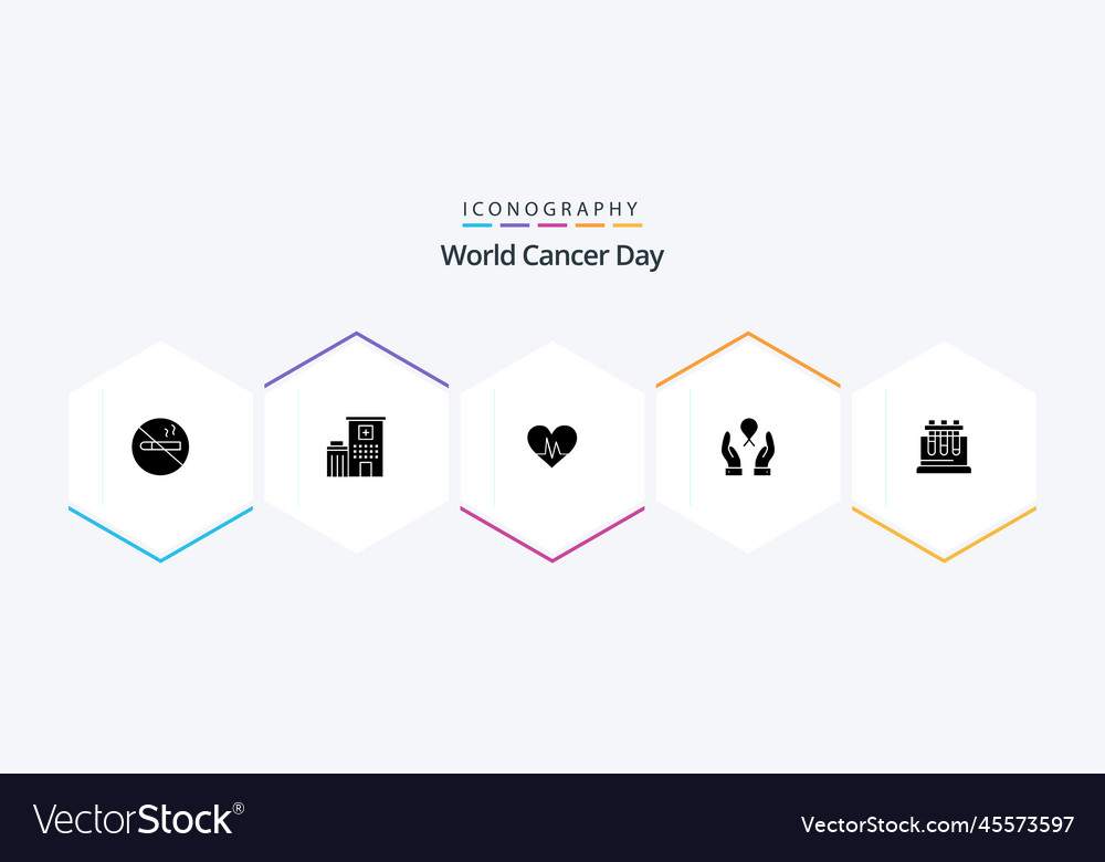 World cancer day 25 glyph icon pack including