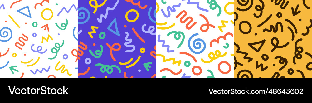 Abstract pattern doodle shape fun kid background Vector Image