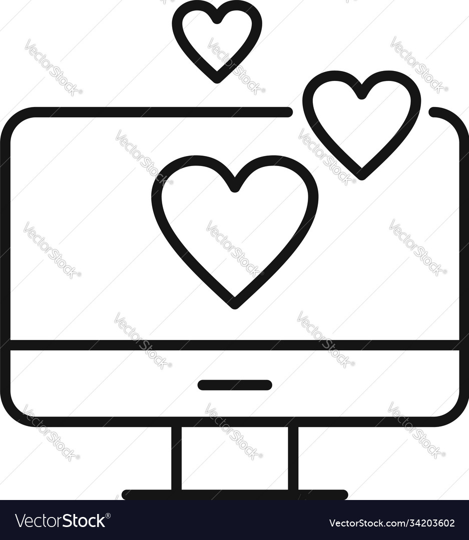 Affection Pc Chat Icon Outline Style Royalty Free Vector