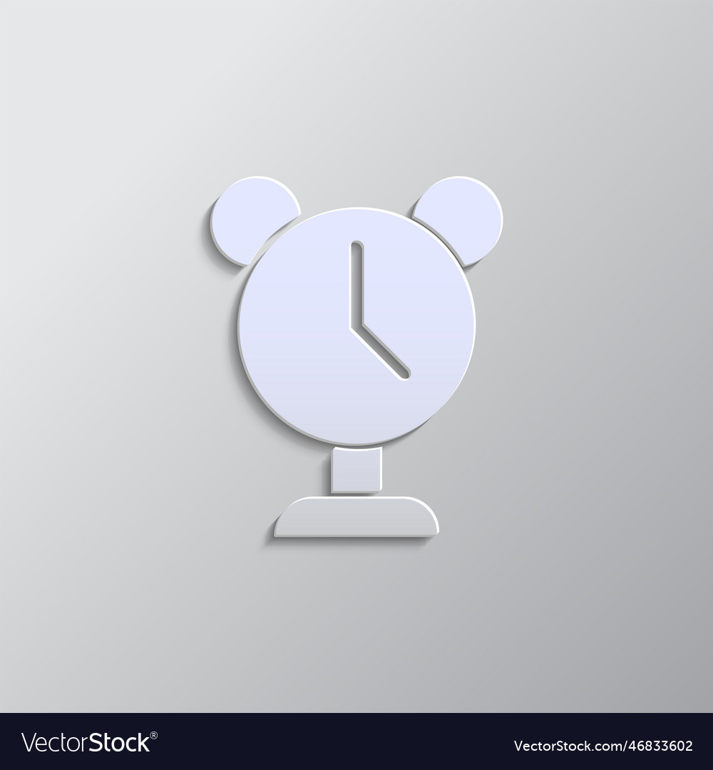 Alarm clock paper style iocn grey color background