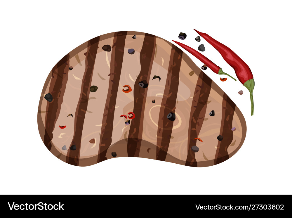 Barbecue grilled meat with chili pepper white Vector Image