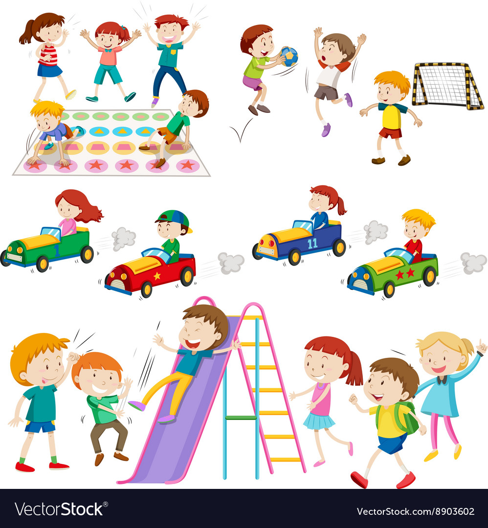 Children playing games and sports Royalty Free Vector Image