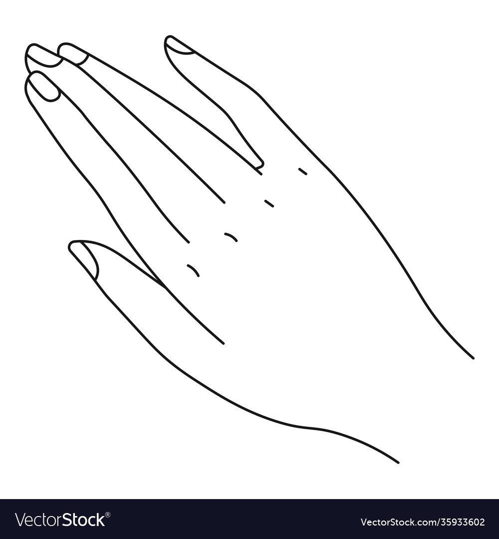 Colorless Hand With Fingers And Nails Line Art Vector Image