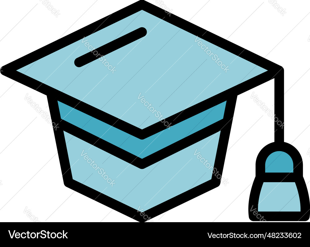 Graduation hat icon flat Royalty Free Vector Image