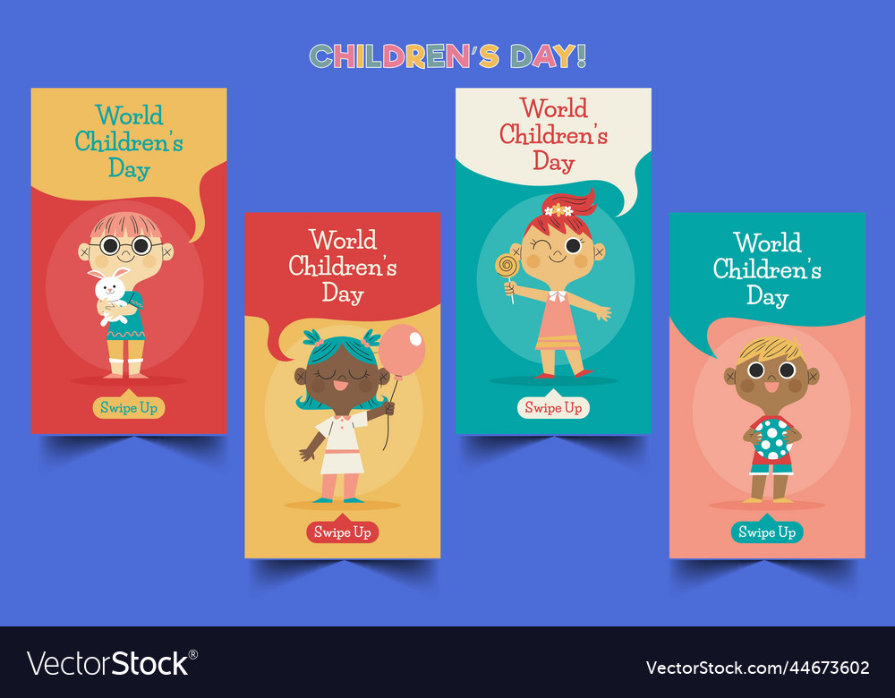 Hand drawn flat world children s day banners