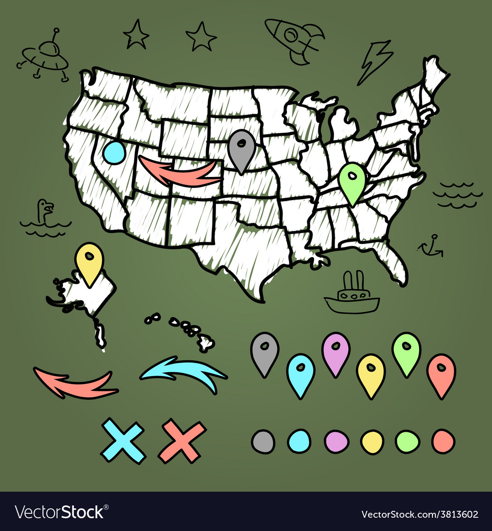 chalkboard map of us