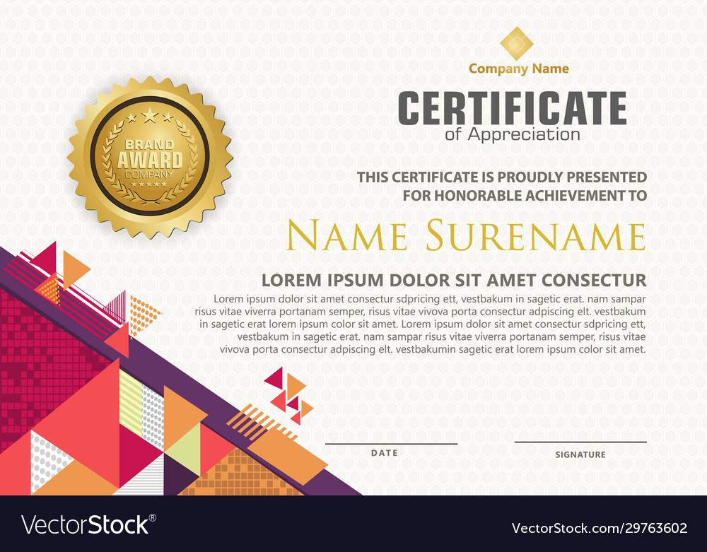 Modern certificate template with triangle