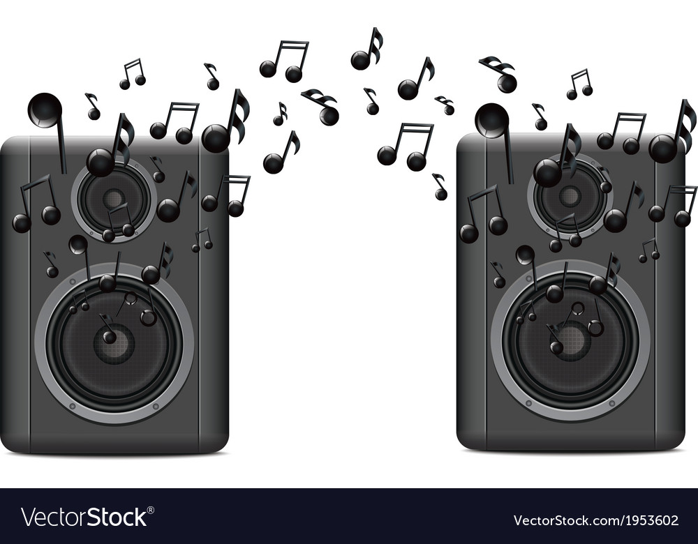 Music speakers with melody Royalty Free Vector Image