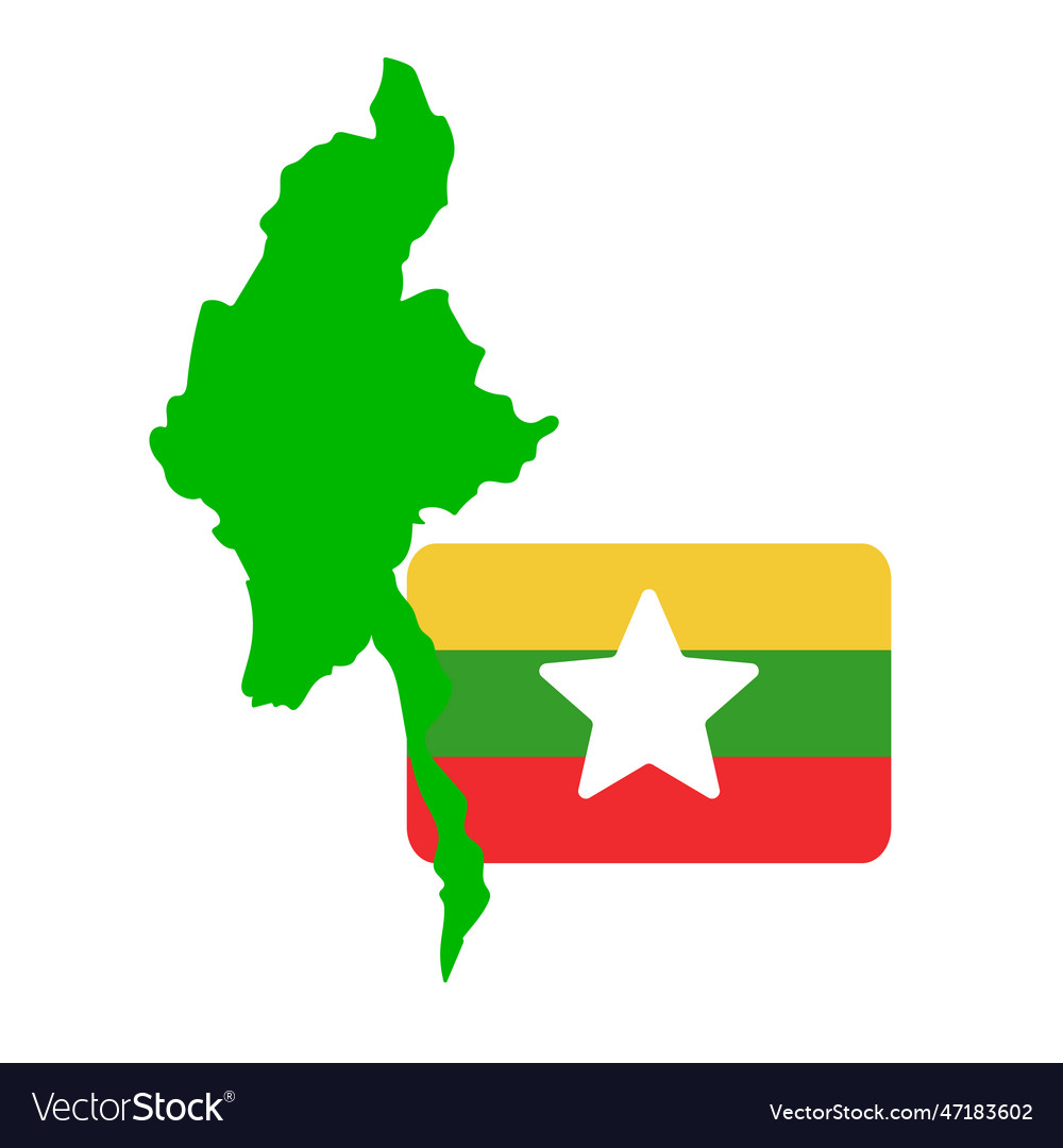 Myanmar map and flag Royalty Free Vector Image