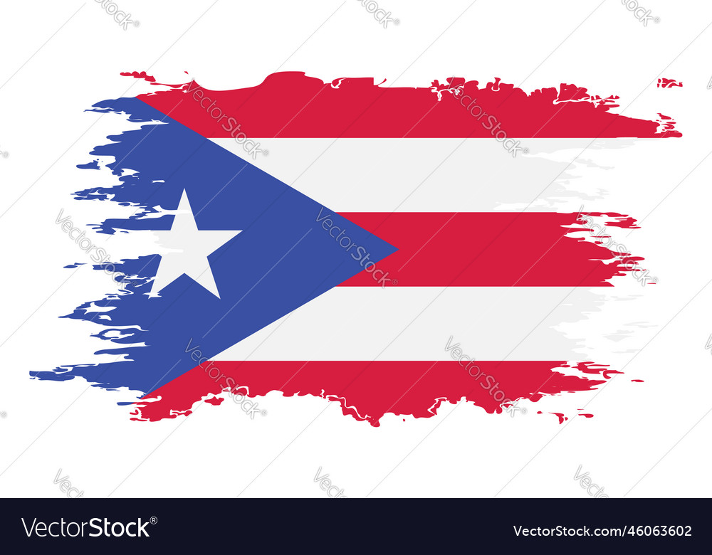 Puerto rico flag grunge brush color image